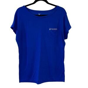 Gap Factory Blue Tee Medium Studded Pocket Short Sleeve Casual Top